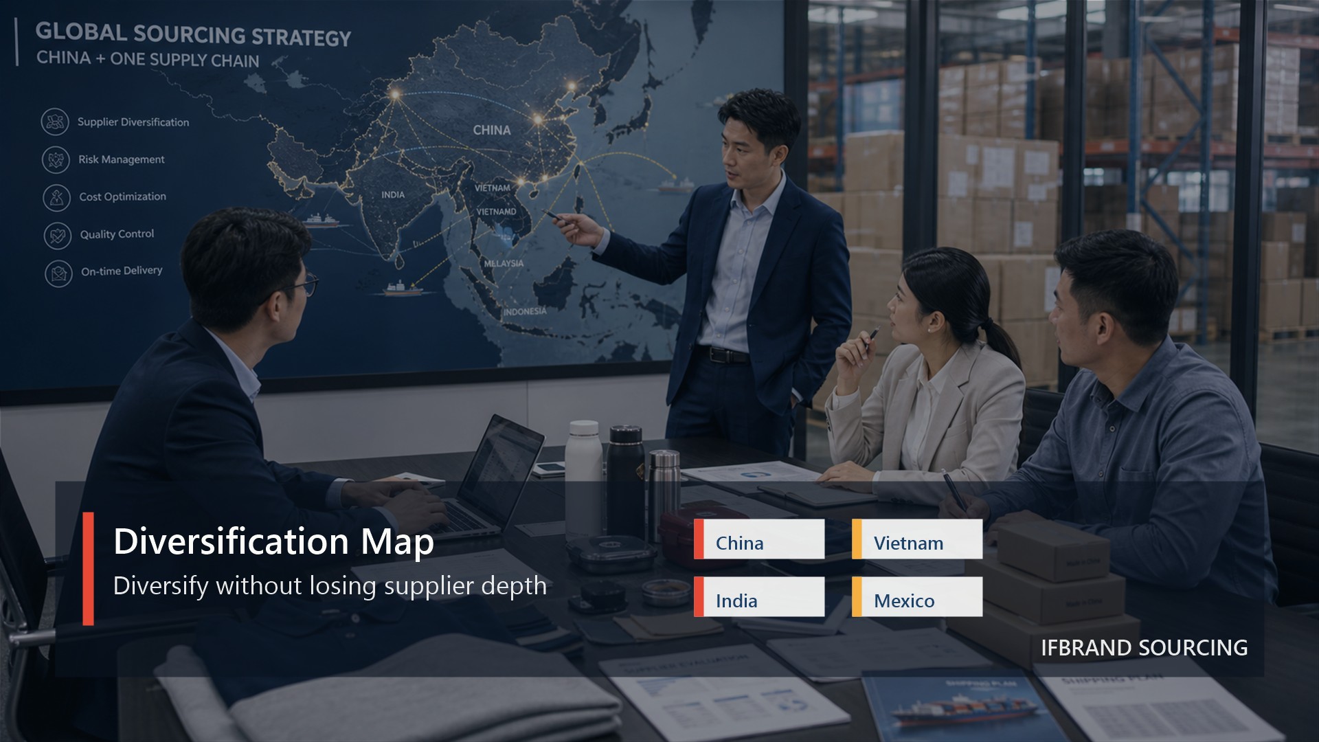 Diversification Map visual for China Plus One Sourcing Strategy for DTC Brands