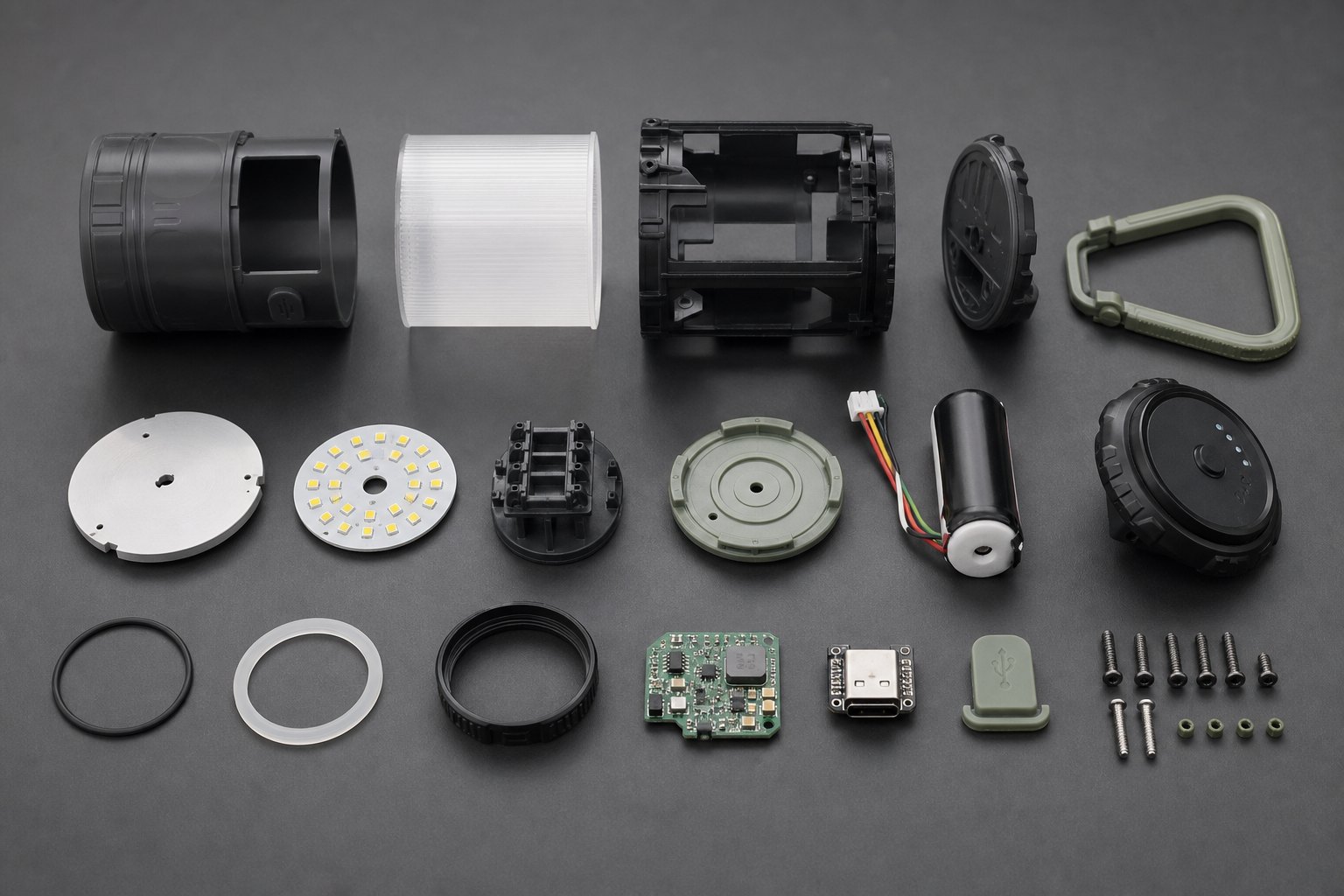 Camping lantern mechanical electrical and sealing components